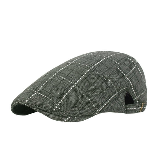 WITHMOONS Check Newsboy Hat Gatsby Cotton Hat Cabbie Driving Hunting Golf Flat Cap YZ30153 (Black)