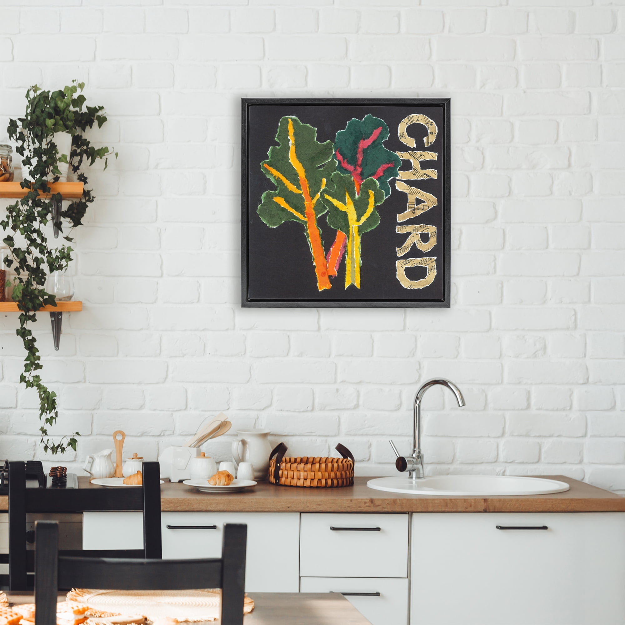 Stupell Industries Chard Leafy Vegetable Black Framed Floater Canvas Wall Art, design by Nancy Overton