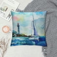 thumbnail image 2 of GOSMITH Throw Pillow Covers Blue Ocean Beach Nautical Sailboat Anchor Lighthouse Design Square Pillowcase for Home Decor Sofa Car Bedroom Pillow case, 2 of 5