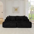 thumbnail image 2 of Black Velvet Two-Seater Lazy Sofa Lounge Chair - No Assembly Required, High-Density Foam Filled, Modern Fluffy Couch for Living Rooms &amp; Bedrooms, Easy Move Design, 2 of 8