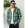 thumbnail image 4 of DARING DIVA Shirt Jacket Drawstring Hooded Plaid Shacket 2XL Green Khaki, 4 of 7