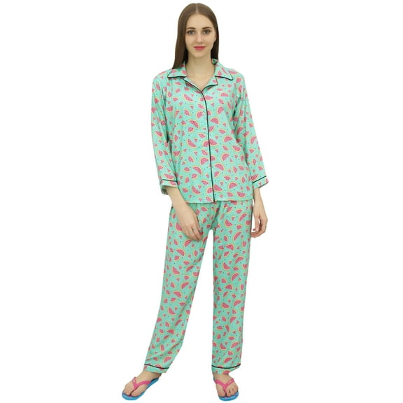 Bimba Women's Sleepwear Full Sleeve Green Pajama Set With Shirt Nightwear-8