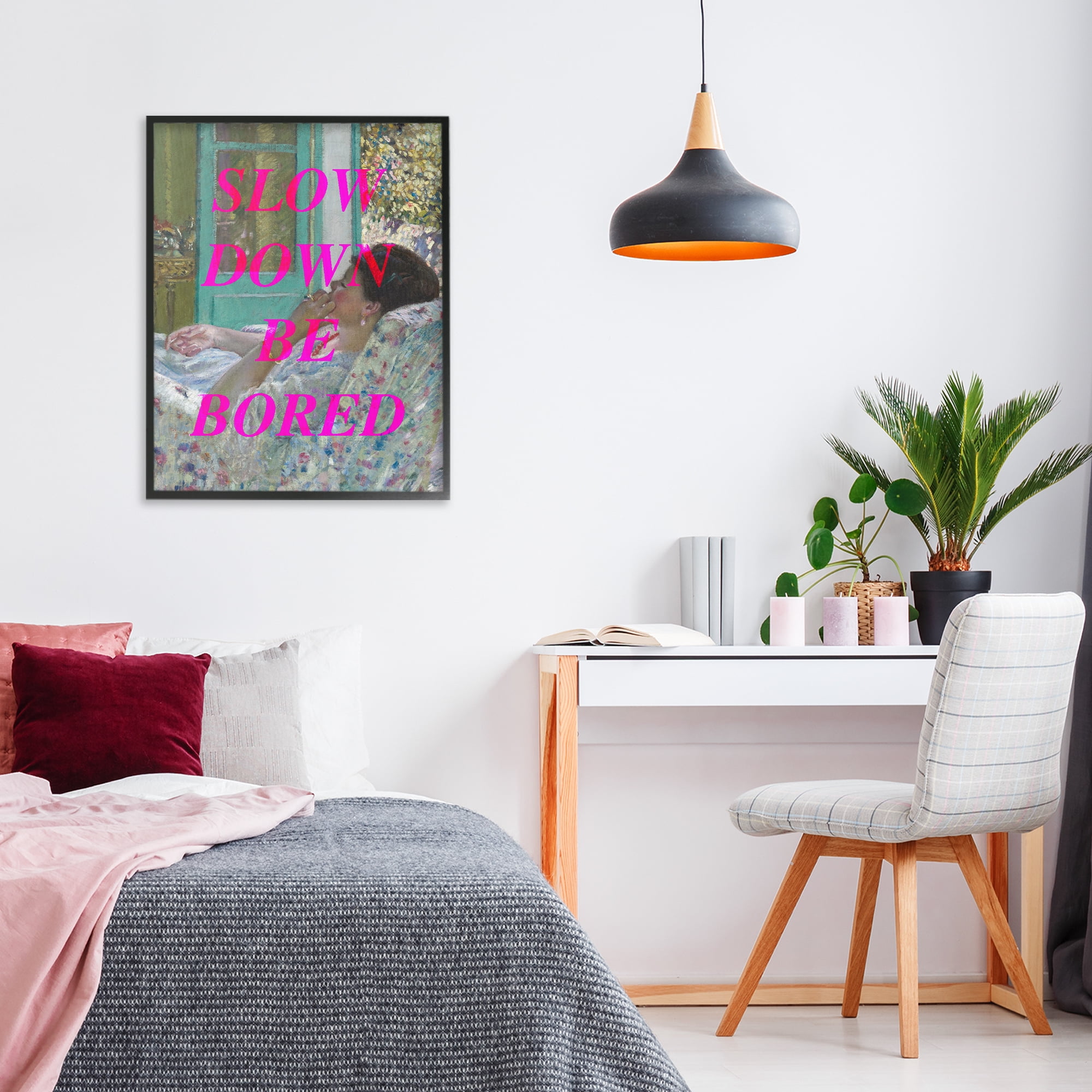 Slow Down Be Bored Classic Black Framed Giclee Art, design by Lil' Rue