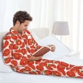 thumbnail image 6 of Picia Tomatoes Pattern Men’s Long-Sleeve Sleepwear Set - Soft 2-Piece Loungewear with Pockets, Comfy PJs for Relaxing Nights-X-Large, 6 of 7