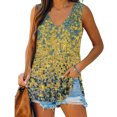 thumbnail image 2 of Gibobby Mujeres Casual Tie Dye Vintage Impresión Cuello en V Sin mangas Chaleco Camiseta Blusa Tops(Amarillo,G), 2 of 5