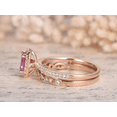 thumbnail image 4 of HeartsAndYou 2ct Natural Pink Sapphire Diamond Ring Halo Bridal Set 100% 14k SOLID Rose Gold, 4 of 9