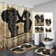 thumbnail image 1 of Juego de cortina de ducha Queen negra, juego de baño para mujer Gold Ray con cortina de ducha y alfombras, tapa de inodoro, tapete de baño, cortinas de ducha de tela impermeables Valentines con, 1 of 7