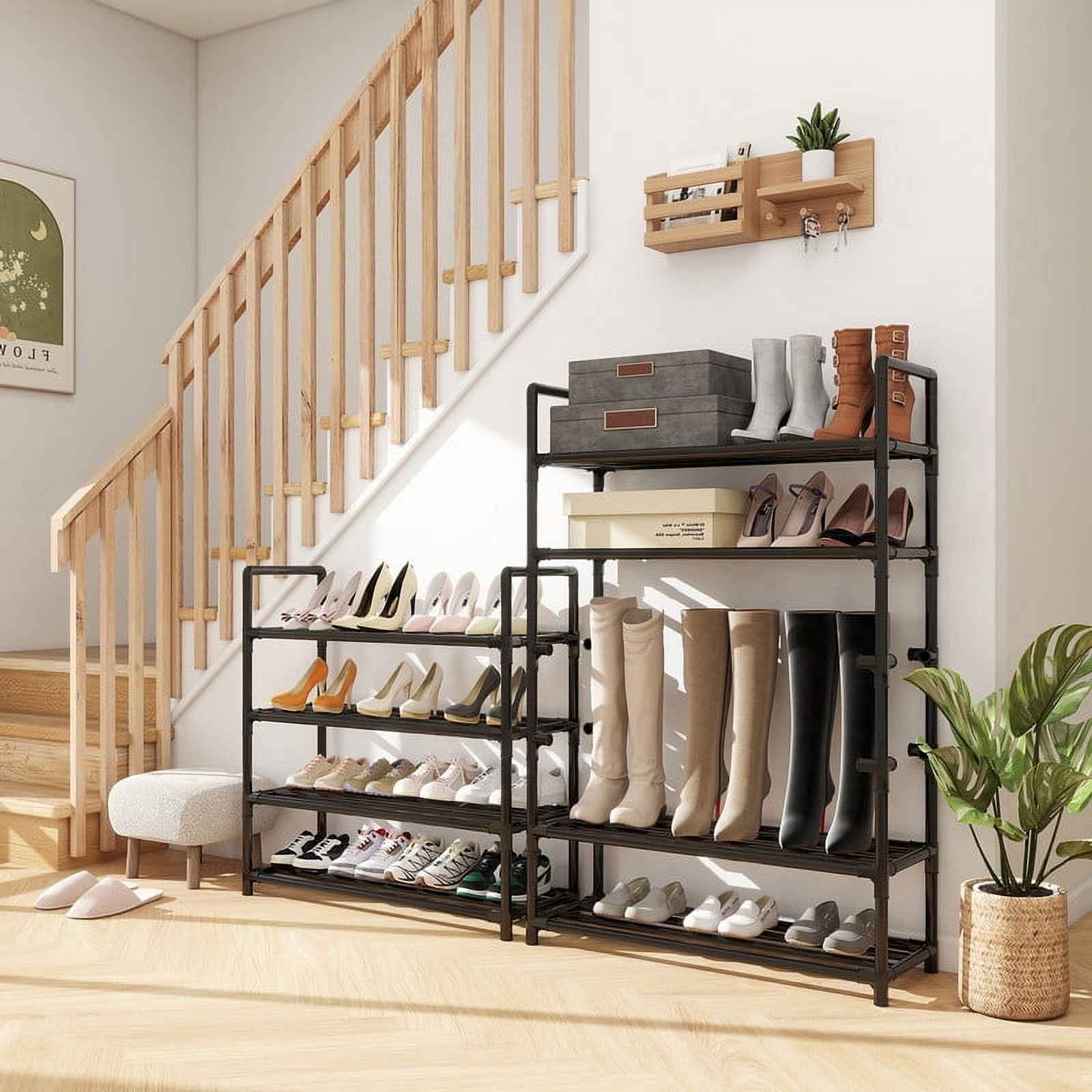 Krpimt 5-Tier Shoe Rack, 31.5" Stackable Shoe Organizer Storage Holds 15-20 Pairs, Metal Shoe Shelf for Entryway Hallway and Closet, Black