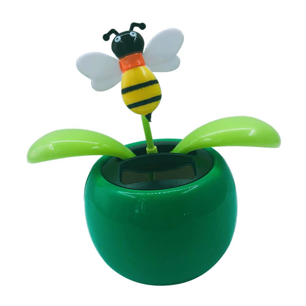 Cute Solar Powered Dancing Bee Girl Swinging Bobble Toys Car Home Decor 