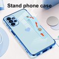 thumbnail image 4 of Designed for Samsung A13 4G Case Blue Love Hearts Design for Women Girl Men, Luxury Plating with Strap Stand Full Camera Lens Protection Bumper for Galaxy A13 4G, 4 of 12