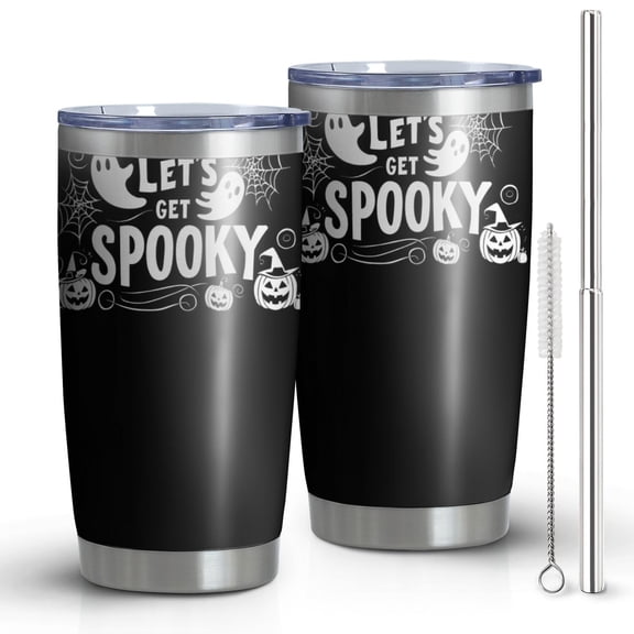 Retro Horror Themed 20oz Travel Mug - Witch Wizard Skull Artwork, Stainless Steel Insulated Tumbler with Spill-Proof Lid