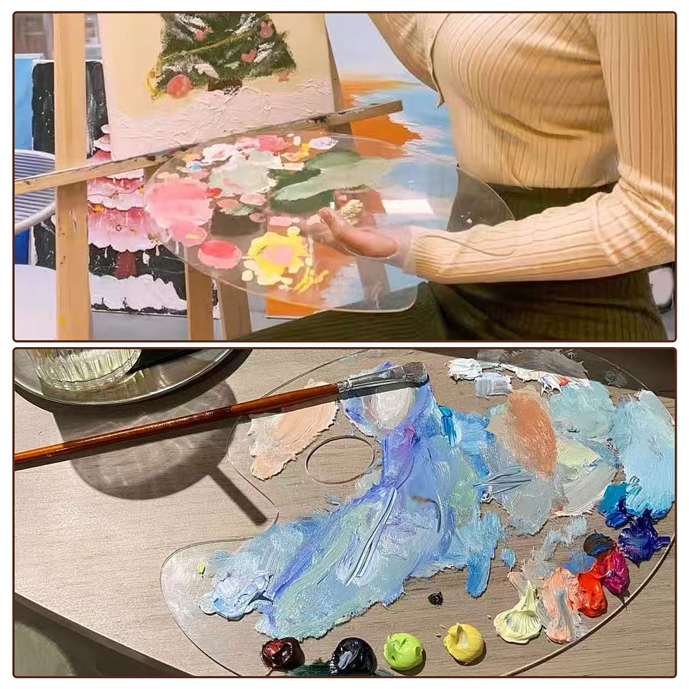 Plastic Watercolor Oil Palette Oval Clear 300x400x2mm Hole: 55x41mm
