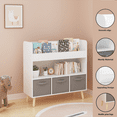 thumbnail image 4 of Jopath Kids Bookshelf with 3 Fabric Bins,Modern Bookcase Storage Organizer for Playroom,Bedroom,White&Gray, 4 of 7