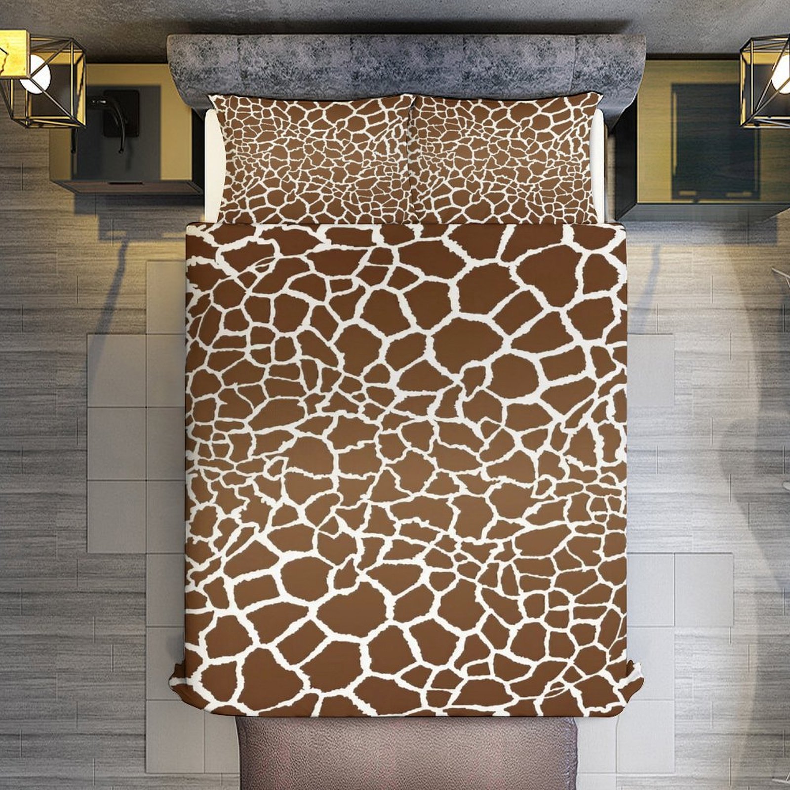 Giraffe Pattern Set Duvet Cover Themed Multicolor Polyester Bedding Set Duvet Cover for Full Size