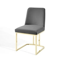 Side Dining Chair, Velvet, Metal Steel, Gold Grey Gray, Modern Contemporary Urban Design, Kitchen Room Cafe Bistro Restaurant Hospitality