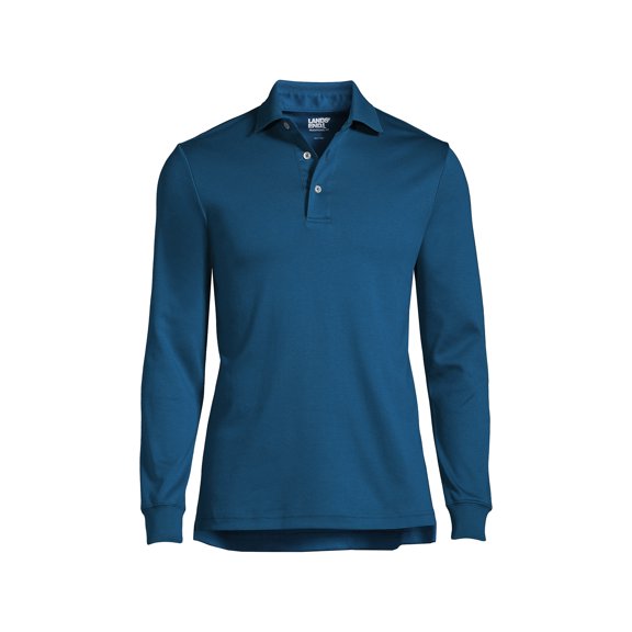Lands' End Men's Big Long Sleeve Supima Interlock Polo Shirt