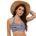 thumbnail image 4 of Gubotare Halter Top Swimsuits for Women Bikini Top - Push Up, Halter, Retro, Padded Swimsuit Top(Grey,S), 4 of 8