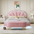 thumbnail image 2 of 2-Pieces Queen Size Bed Frame and Storage Ottoman Sets, Heavy Duty Platform Bed with Smart LED, Headboard and Slats Support, No Box Spring Needed, Pink, 2 of 9