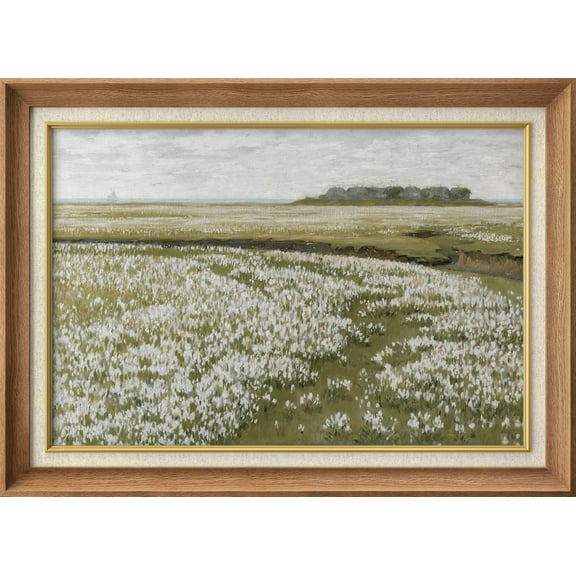 IDEA4WALL Premium Frame Wall Art Vintage Retro Countryside Flower Field Landscape Print Impressionism Nature Wilderness Wall Decor Rustic Famous Fine Art for Bedroom, Office - 26"x36" Natural