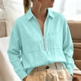 thumbnail image 5 of Womens Textured Golf Shirts Long Sleeve Half Zip Collared V Neck Loose Fit Sweatshirt Pullover with Chest Pockets for Business Casual Work Office, Light Blue, XXL, 5 of 7