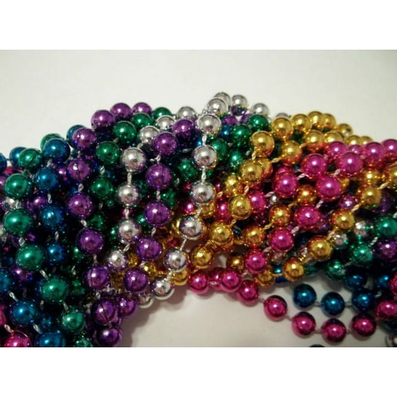 12 48 inch Assorted Metallic Mardi Gras Beads