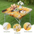 thumbnail image 4 of White Sunflower Pattern Square Fitted Tablecloth with Elastic Edge,Square Table Cover,Washable Elastic Table Cover for Home Kitchen Party Decor 34"x34", 4 of 6