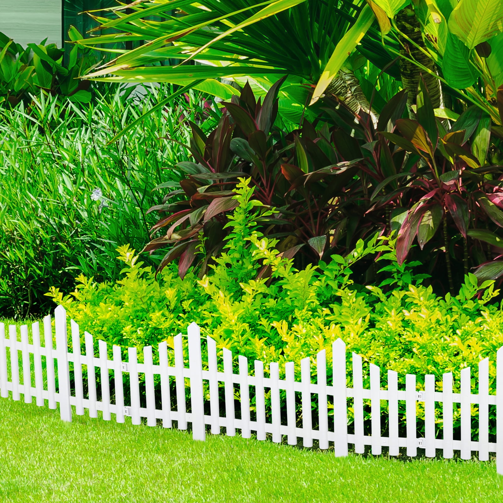 Plastic Decorative Garden Fence, 13.2 in (H) x 22.5 FT (L) Outdoor Patio Garden Animal Barrier White