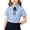 Blue, variant on Button down Uniform Shirts Girls Short Sleeve Solid Loose Blouses Collared Tops Summer School Clothes