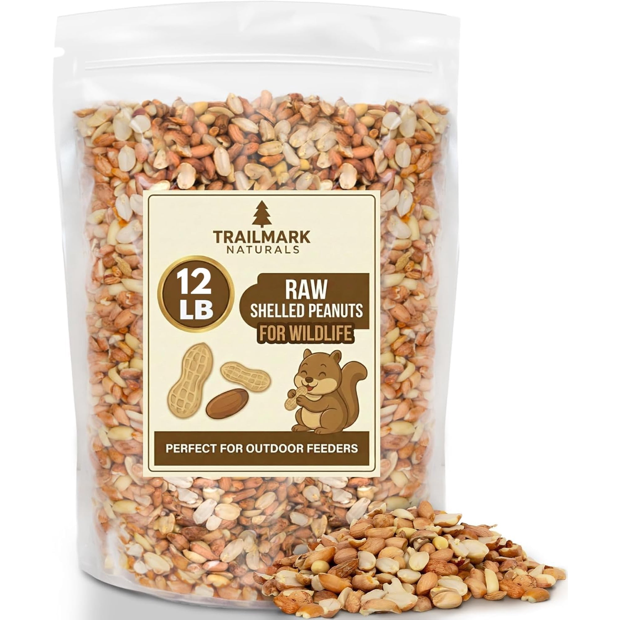Trailmark Naturals 12 LB Shelled Raw Peanuts, Squirrel and Bird Food