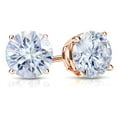 thumbnail image 2 of 14k Rose Gold Round Moissanite Stud Earrings (3 1/2ct TGW, 8mm, G-H) 4-Prong Basket, Push-Back by Diamond Wish, 2 of 3