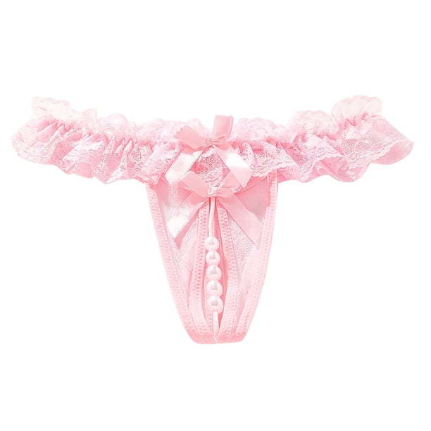 Braguitas tanga de encaje con abertura en la entrepierna y perlas de masaje para mujer - Ropa interior sexy transparente con ajuste cómodo para 50-70 kg