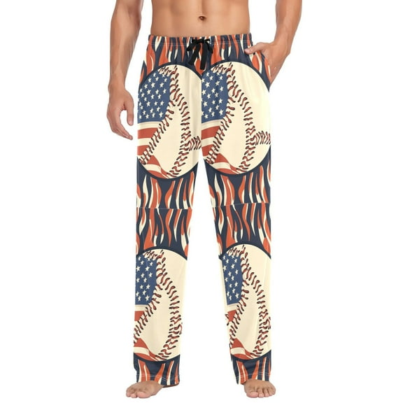 FORMRS Mens Pajama Pants with Pockets Sleepwear Lounge Bottoms Sizes S-2XL, Baseball Pattern