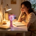 thumbnail image 6 of Dvumao 3-Speed Mini Handheld Fan, USB Rechargeable Portable Fan with LED Light, Base & Charging Cable, 6 of 6