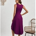 thumbnail image 3 of Women's Summer Dresses Sleeveless Ruched Waist A Line High Low Midi Cocktail Dress, 3 of 7