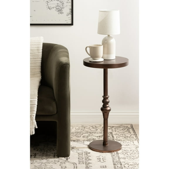 Kate and Laurel Stratton Round Pedestal Drink Table, 13 x 13 x 26, Bronze, Decorative Mini Table for Use as Indoor Plant Stand or Cute Martini Table