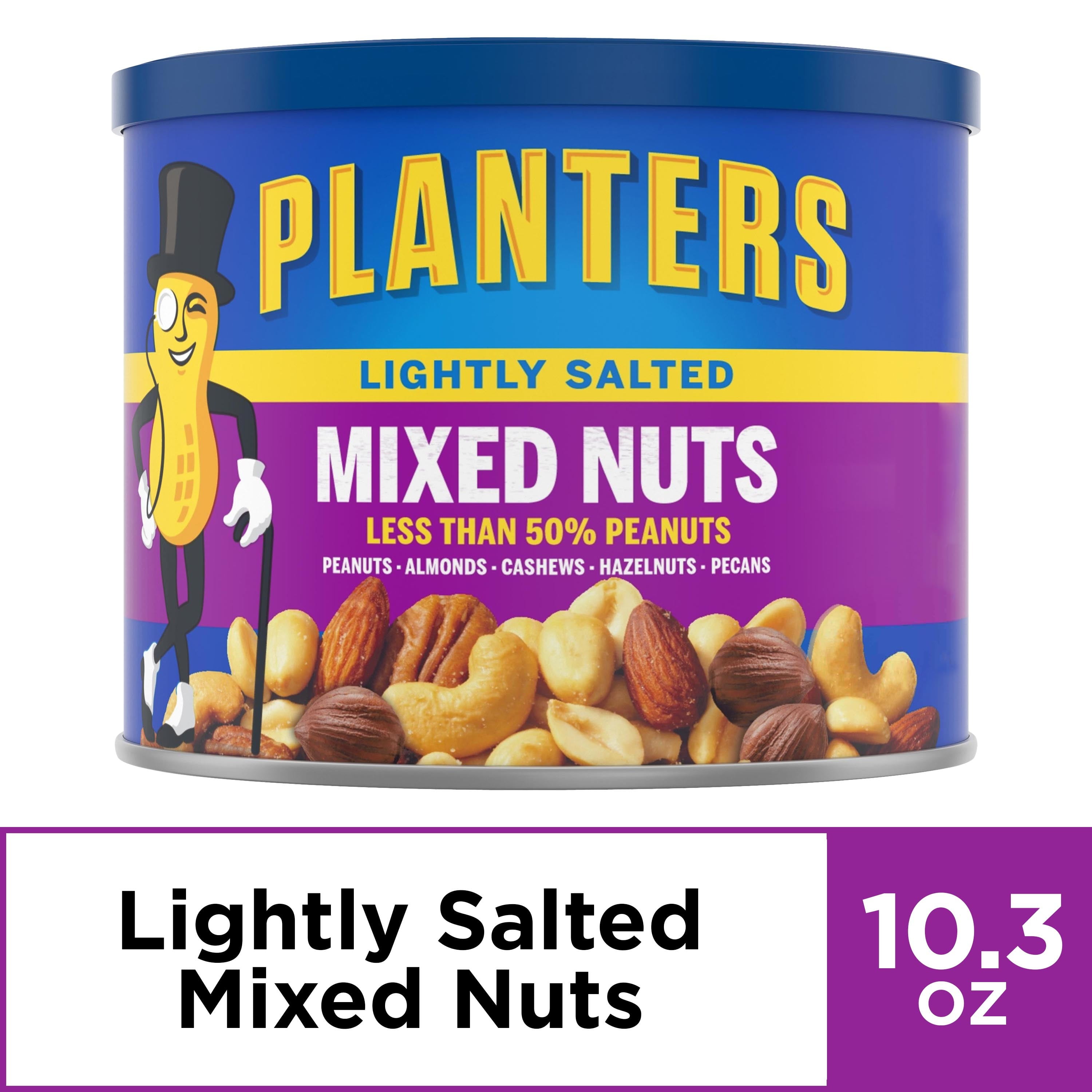 Planters Lightly Salted Deluxe Mixed Nuts, 10.3 oz Canister Walmart