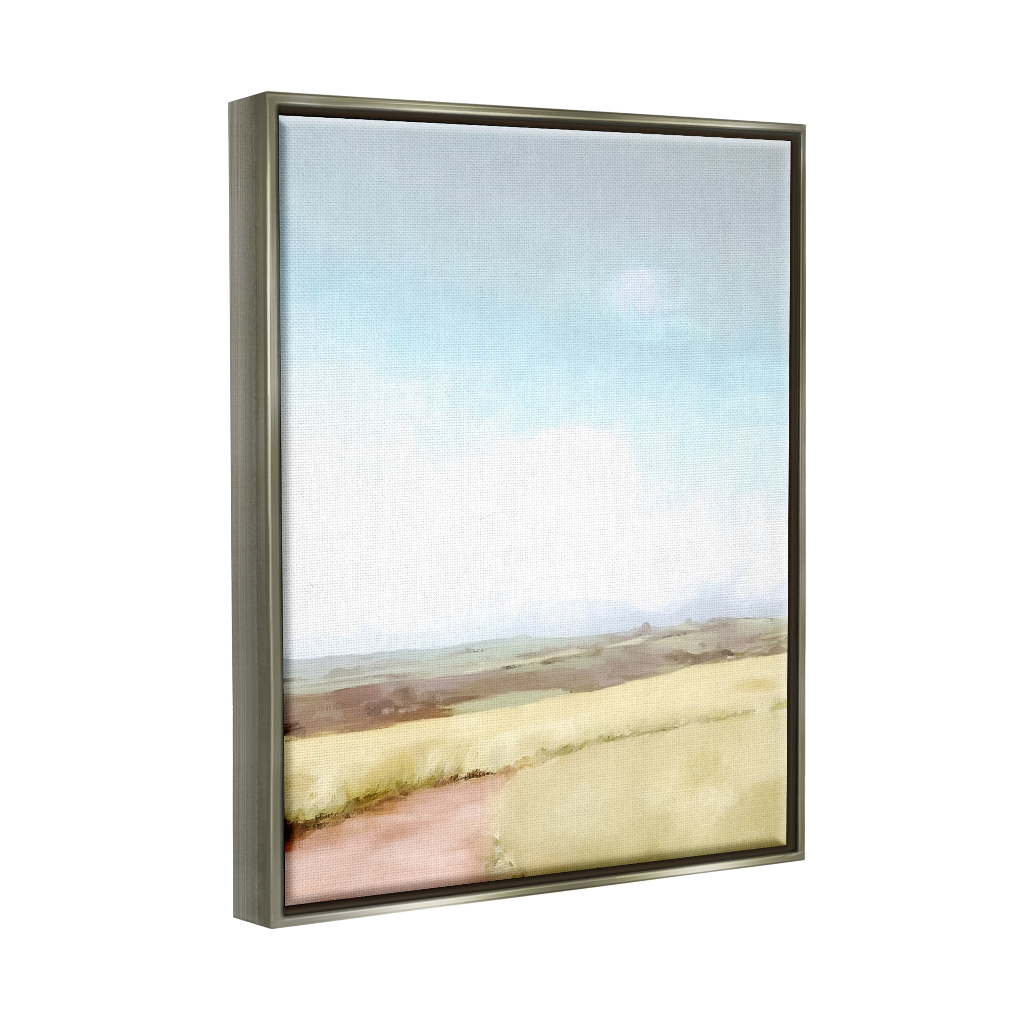 Stupell Industries Country Field Trail Nature Painting Gray Floater Framed Art Print Wall Art, 25 x 31