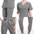 thumbnail image 3 of Hanen Scrubs Set for Women Nurse Uniform Jogger Classic V-neck Scrub Top & Jogger Scrub Pants Scrubs Set, 3 of 3