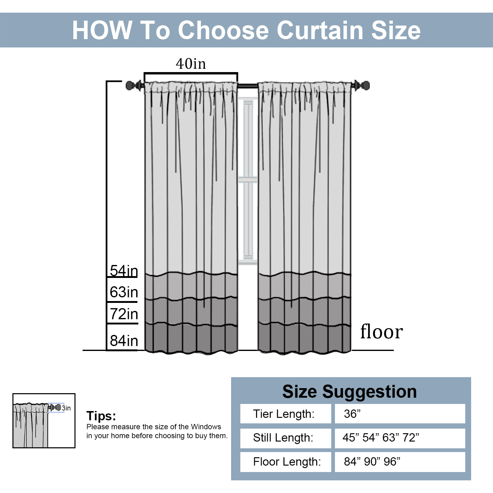 OVZME Blackout Curtains 40x63 Inch, 2-Panel Set, Black photo 7