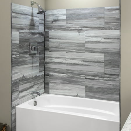 Palisade 25.6in x 14.8in Vinyl Wall Tile Shower Kit in Hermitage Granite
