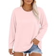 thumbnail image 2 of VJGBEGW Women Oversized Drop Shoulder Dolman Long Sleeve T-Shirt Loose Fit Crew Neck Tops with Cuffed Sleeves Soft Casual Plus Size Comfortable Basic Tees Light Pink L, 2 of 6