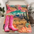 thumbnail image 2 of Manfei Pink Cowgirl Boots Bed Sheets Twin,Tropical Botanical Cactus Bedding Twin Size,Multicolor Floral Sheet Set Twin For Girl,Super Cozy Bedroom Decor,3 Pieces, 2 of 7