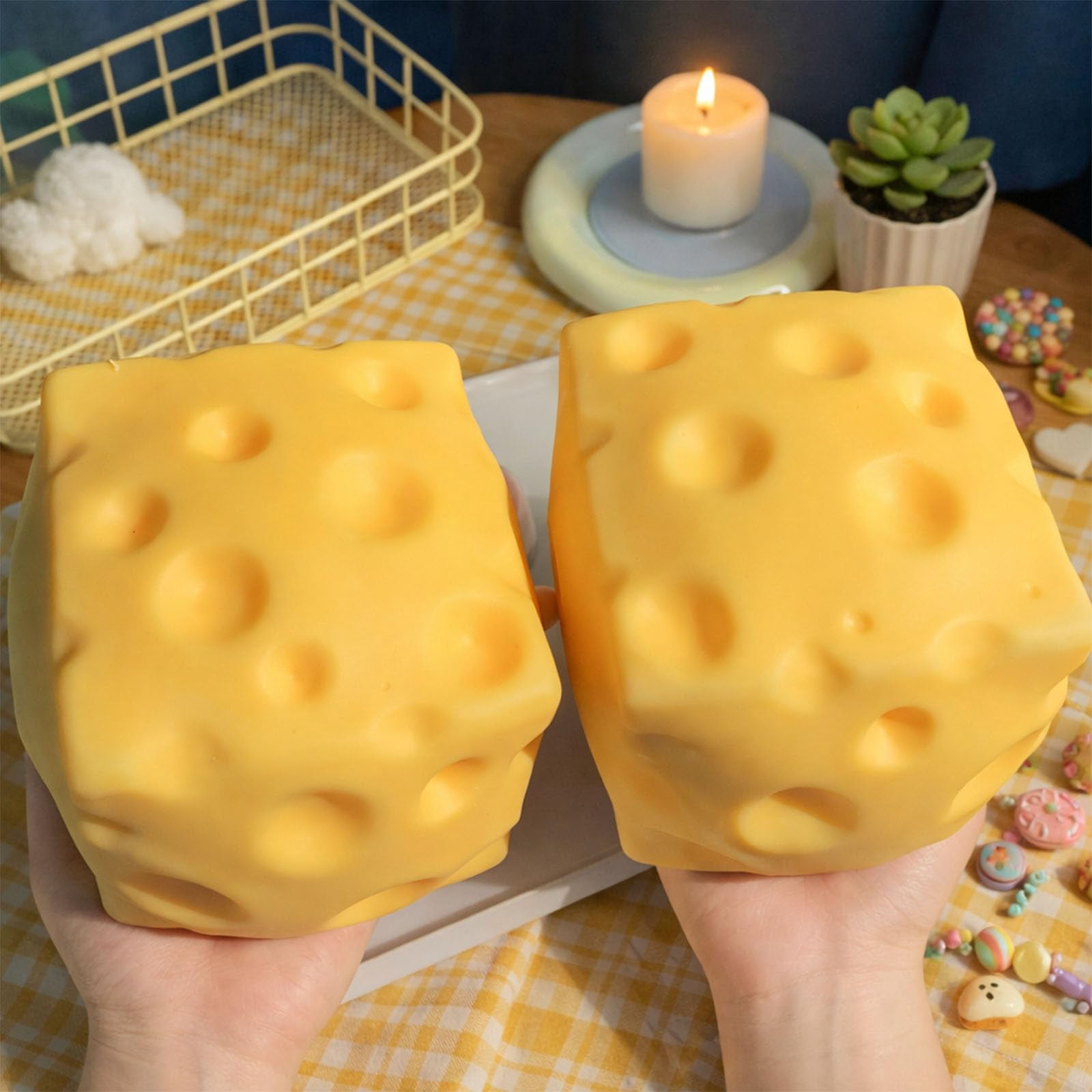 DCWNF 2.75" Big Cheese Squishy, Slow Rising Squeeze Cheese Squishy, Cute Sensory Fidget for Adults, Soft Rebounding Party Favor