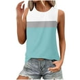 thumbnail image 2 of Summer Women Tank Tops Plus Size Crew Neck Sleeveless Color Block Wide Straps Blouse Tank Tops T-Shirt For Women Casual Loose Classic Women Trendy Going Out Tops, 2 of 5