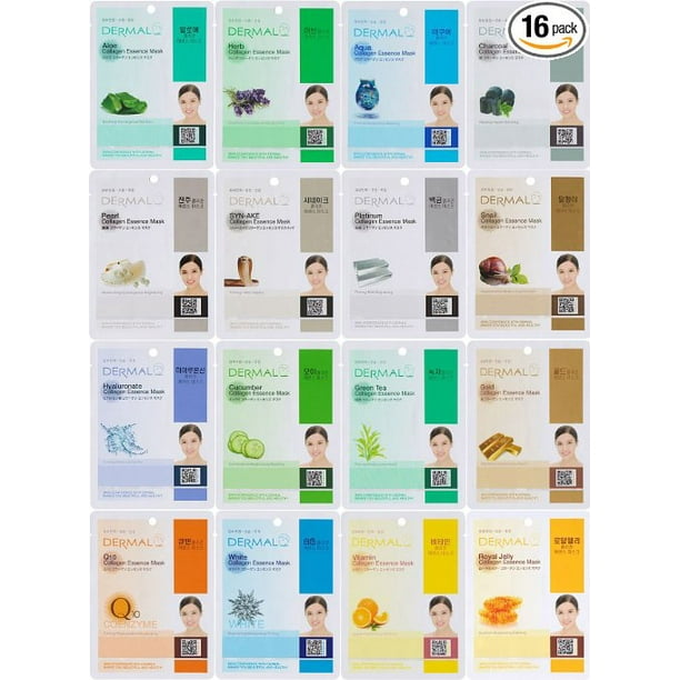 Download Dermal Korea Collagen Essence Full Face Facial Mask Sheet 16 Combo Pack Walmart Com Walmart Com PSD Mockup Templates