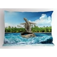 thumbnail image 1 of Animal Pillow Sham Naked Turtle left its Big Shell Surfing on its Home on the Ocean Sunny Beach Print, Decorative Standard Queen Size Printed Pillowcase, 30 X 20 Inches, Multicolor, by Ambesonne, 1 of 2