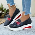 thumbnail image 3 of Rokment Women's Platform Wedge Walking Shoes Low Top Fashion Sneakers 2026 Spring Fall Leather Chunky High Heel Slip-on Nursing Work Loafers Red Size 7, 3 of 6
