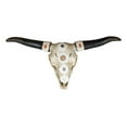 thumbnail image 2 of 19"L Large Country Western Steer Cow Skull With White Flowers Tribal Wall Decor, 2 of 4