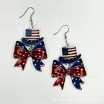 MYFLOCY 4th of July Patriotic Bow Earrings Independence Day Jewelry Gifts for Women Accessories