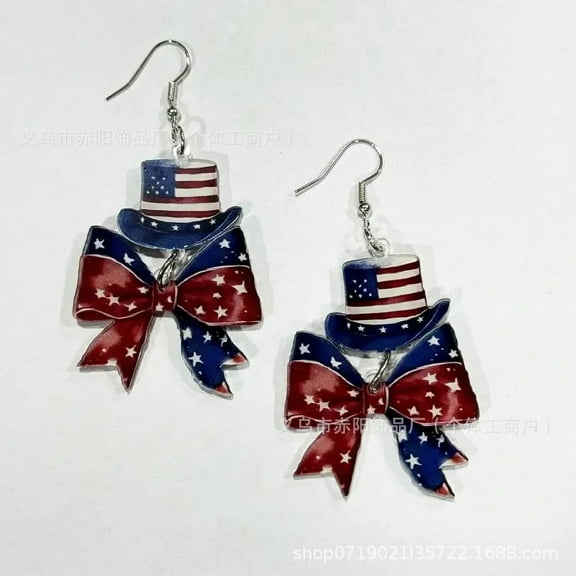 MYFLOCY 4th of July Patriotic Bow Earrings Independence Day Jewelry Gifts for Women Accessories